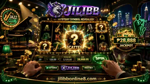 JILIBB slot screen after reel movement with settled symbols and altered lighting