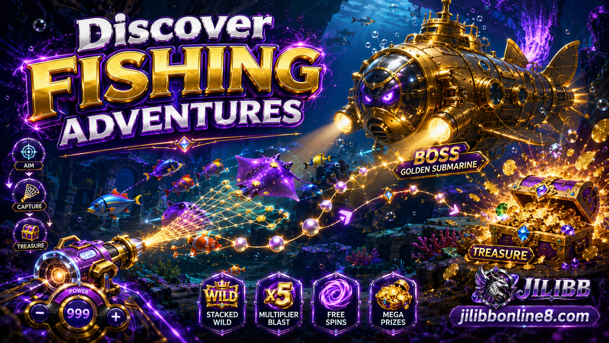 JILIBB game download fishing scene with a moving target among projectiles and layered arcade effects